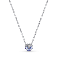 Collar Pandora plata Flor Pensamiento Azul 390770C01 | Joyería River