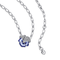Collar Pandora plata Flor Pensamiento Azul 390770C01 | Joyería River