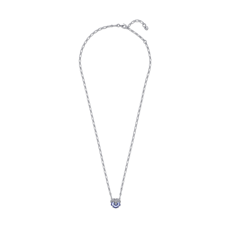Collar Pandora plata Flor Pensamiento Azul 390770C01 | Joyería River