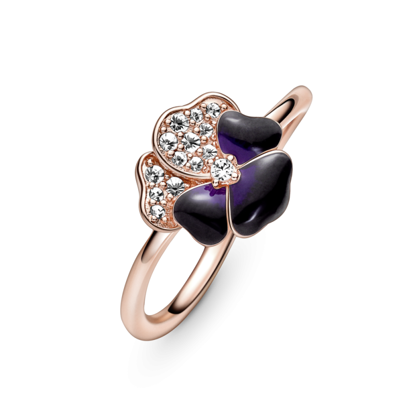 Anillo Pandora rose Flor Pensamiento Morado 180764C01 | Joyería River