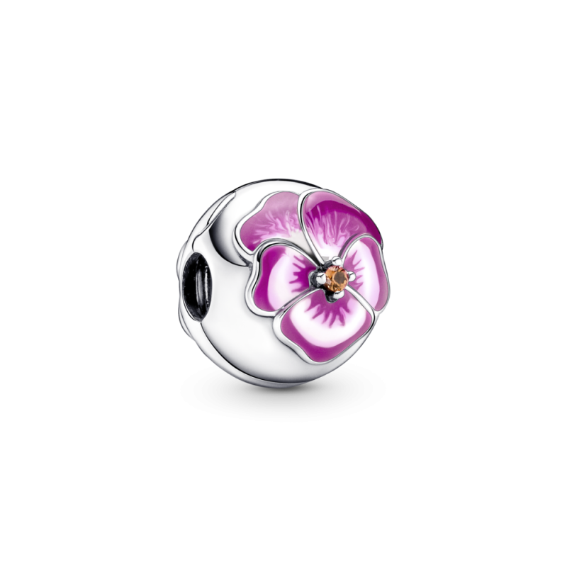 Clip Pandora Flor Pensamiento Rosa 790772C01 | Joyería River