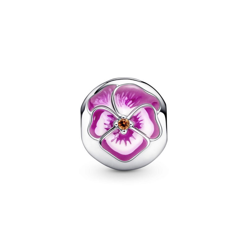 Clip Pandora Flor Pensamiento Rosa 790772C01 | Joyería River