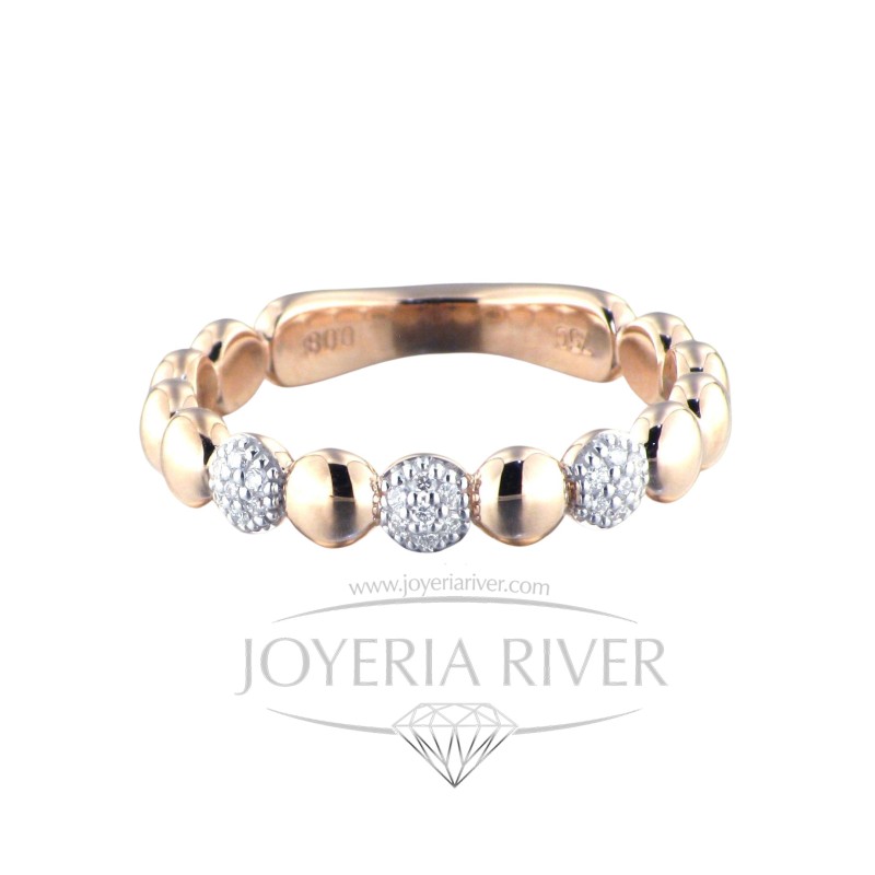 Sortija de Oro Rosa y Diamantes R455I414 | Joyería River