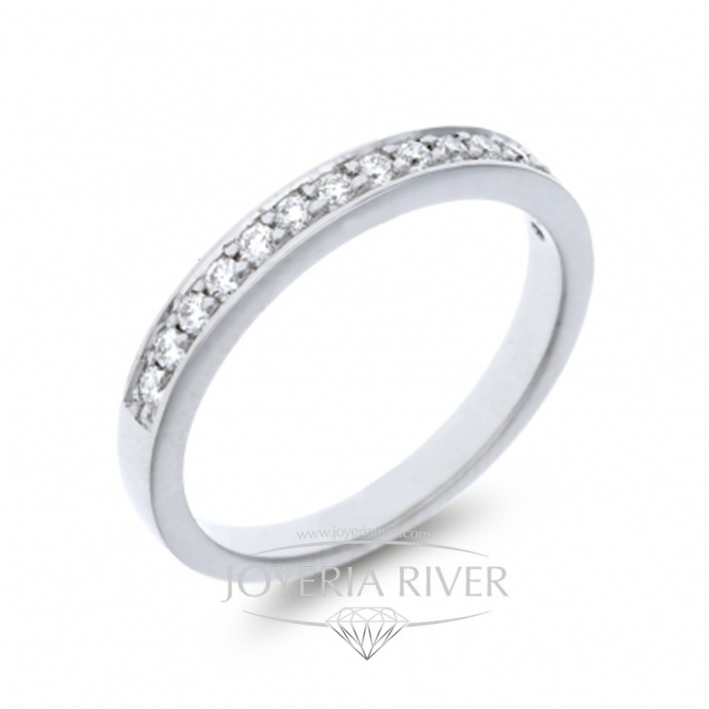 Sortija Oro Blanco y Diamantes R372I212 | Joyería River