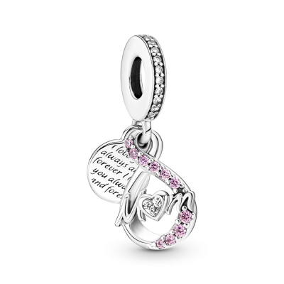 Charm Colgante Doble plata Mamá Infinito Pavé 791468C01 | Joyería R...