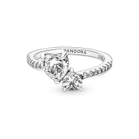 Anillo Pandora solitario plata Doble Corazón Brillante 191198C01 | ...