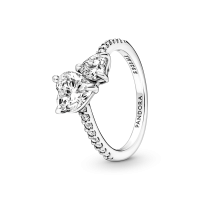 Anillo Pandora solitario plata Doble Corazón Brillante 191198C01 | ...