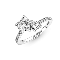 Anillo Pandora solitario plata Doble Corazón Brillante 191198C01 | ...