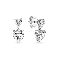 Pendientes Pandora plata Doble Corazón Brillante 291199C01 | Joyerí...