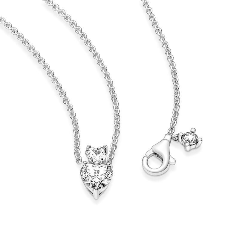 Collar plata Colgante Doble Corazón Brillante 391229C01 | Joyería R...