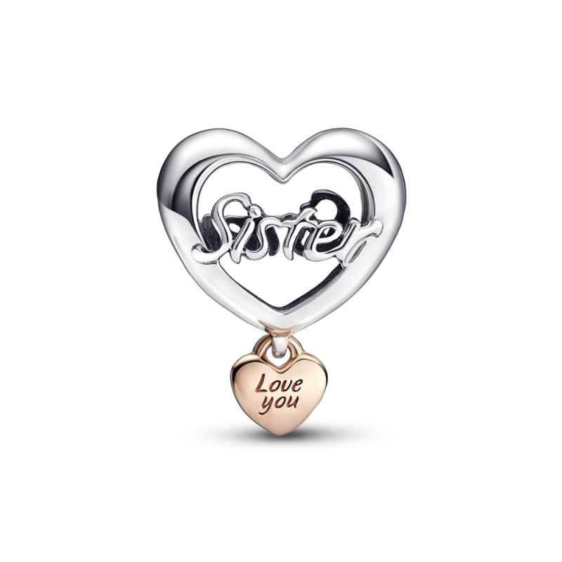 Charm plata y baño rosa Corazón Te Quiero Hermana 782244C00 | Joyer...