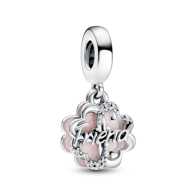 Charm Pandora Colgante Doble plata Trébol Cuatro Hojas de la Amista...