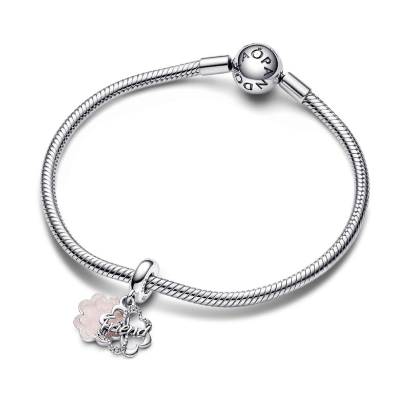 Charm Pandora Colgante Doble plata Trébol Cuatro Hojas de la Amista...