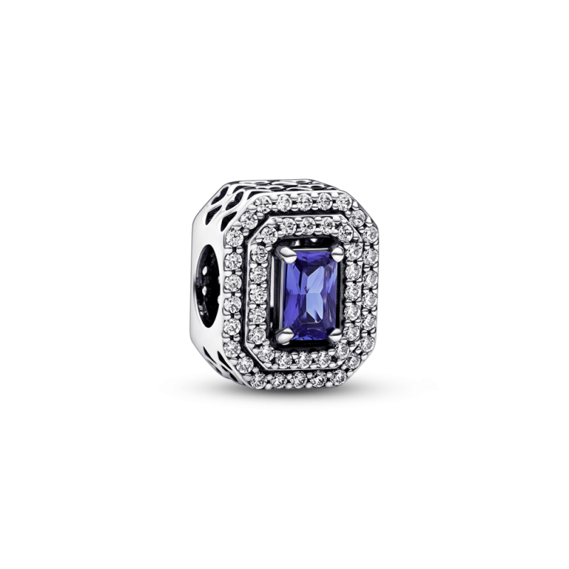 Charm Pandora plata Rectángulo Azul Nivelado Brillante 792385C01 | ...