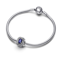 Charm Pandora plata Rectángulo Azul Nivelado Brillante 792385C01 | ...