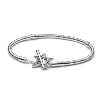Pulsera Pandora Moments plata Cadena Serpiente cierre T Estrella As...