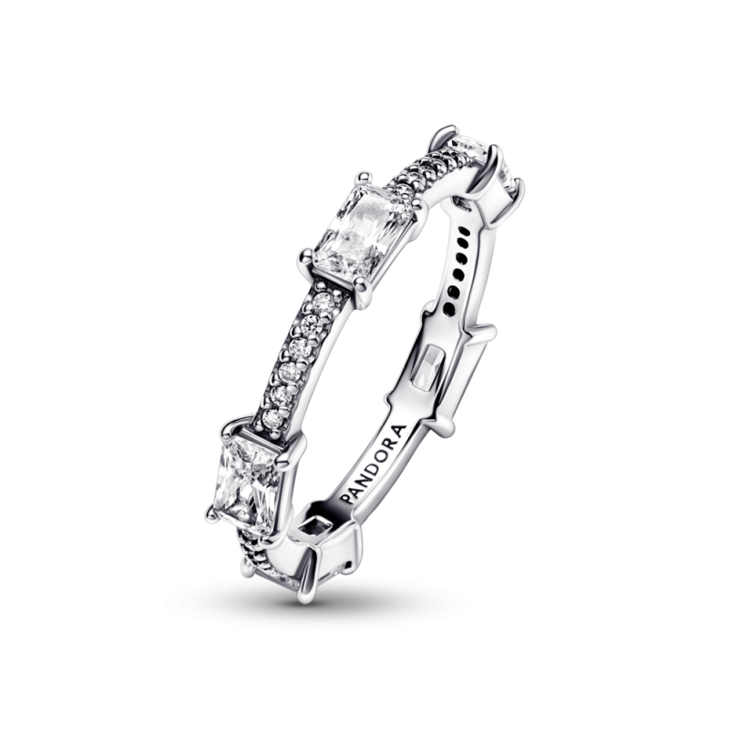 Anillo Pandora plata Barras Rectangulares Brillantes en Pavé 192397...