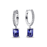 Pendientes de aro Pandora plata Rectángulo Azul Brillante 292381C01...