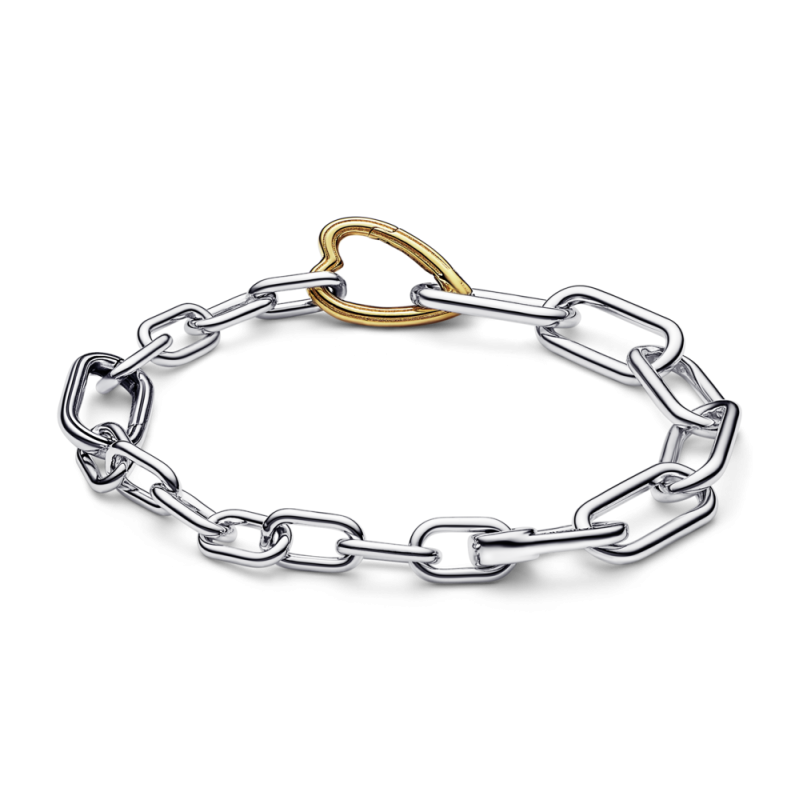 Pulsera Pandora me plata con baño oro de 14k Corazón en Dos Tonos 5...