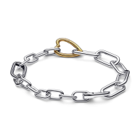 Pulsera Pandora me plata con baño oro de 14k Corazón en Dos Tonos 5...