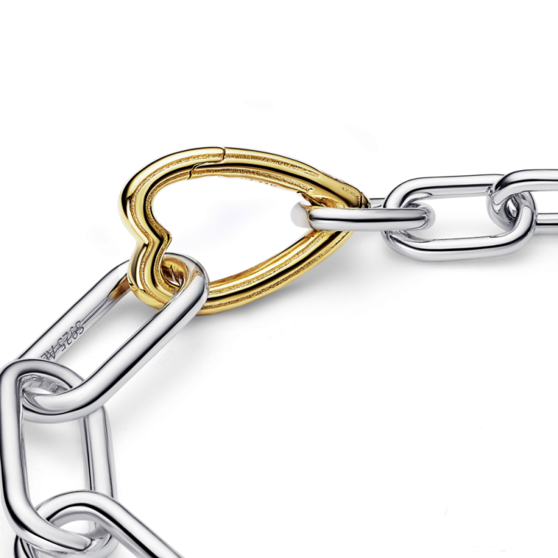 Pulsera Pandora me plata con baño oro de 14k Corazón en Dos Tonos 5...