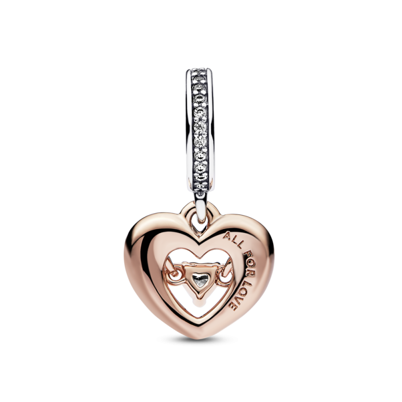 Charm Pandora Colgante plata y rosa Corazón Radiante en Dos Tonos 7...