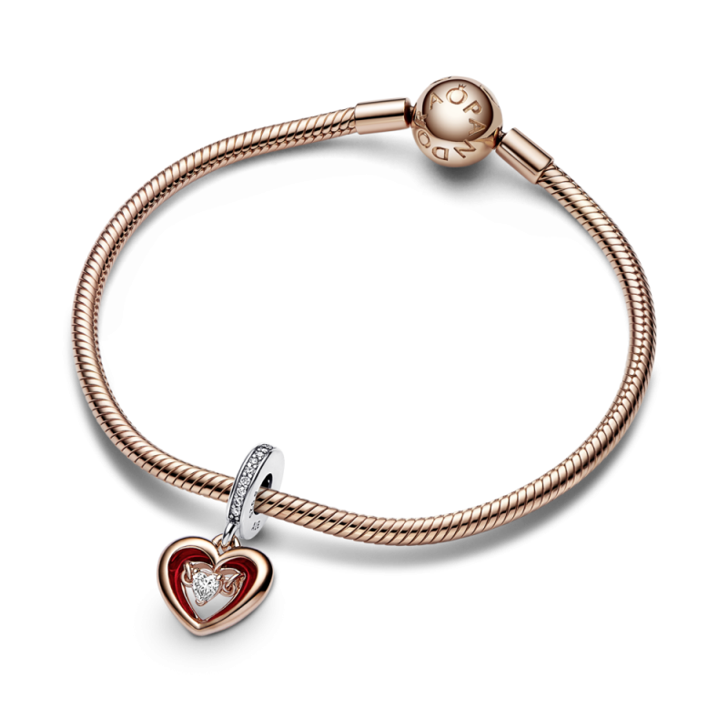 Charm Pandora Colgante plata y rosa Corazón Radiante en Dos Tonos 7...