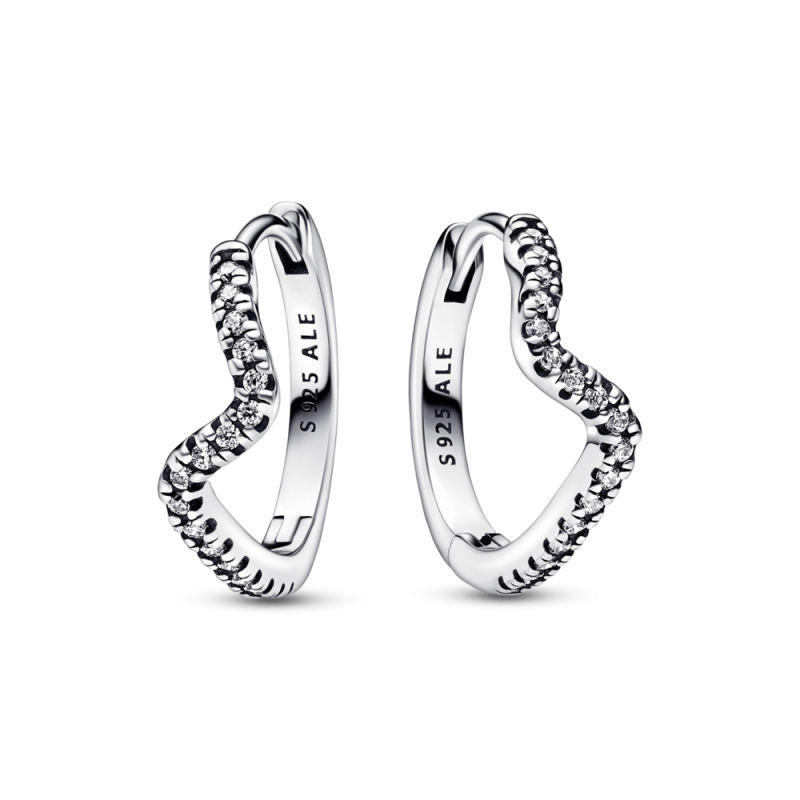 Pendientes Pandora de aro en plata de ley Ola Brillante 292545C01 |...