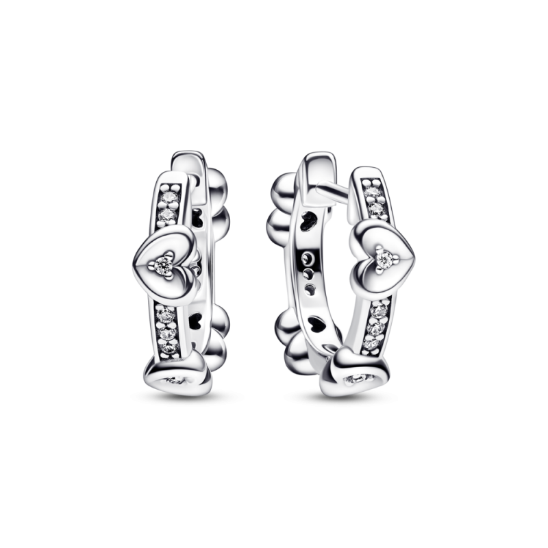 Pendientes Pandora aro plata Corazones Radiantes Brillantes 292498C...