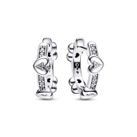 Pendientes Pandora aro plata Corazones Radiantes Brillantes 292498C...