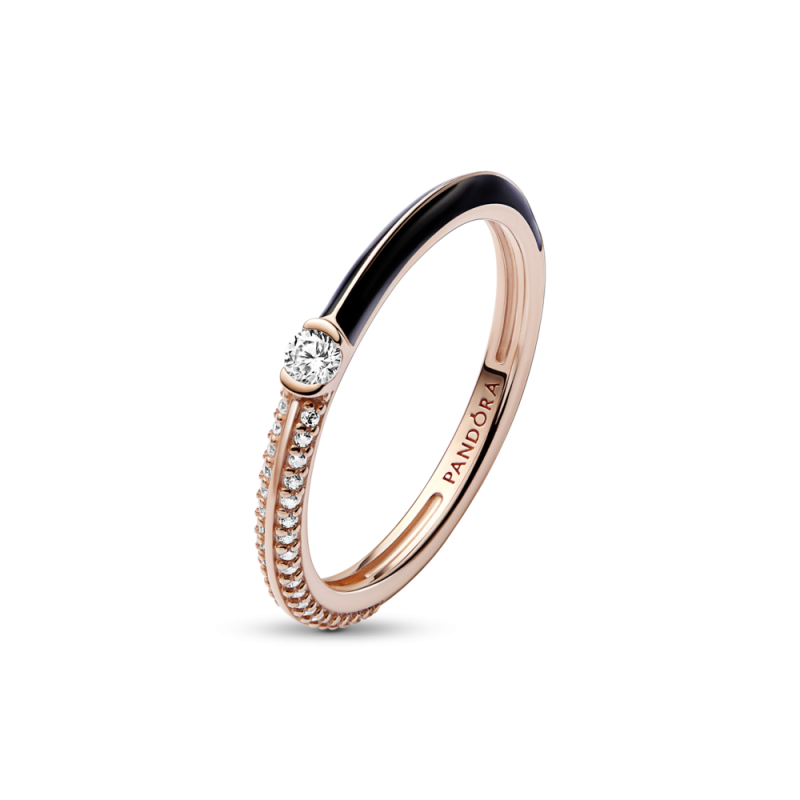 Anillo Pandora ME rosa Dual Negro & Pavé 182528C01 | Joyería River
