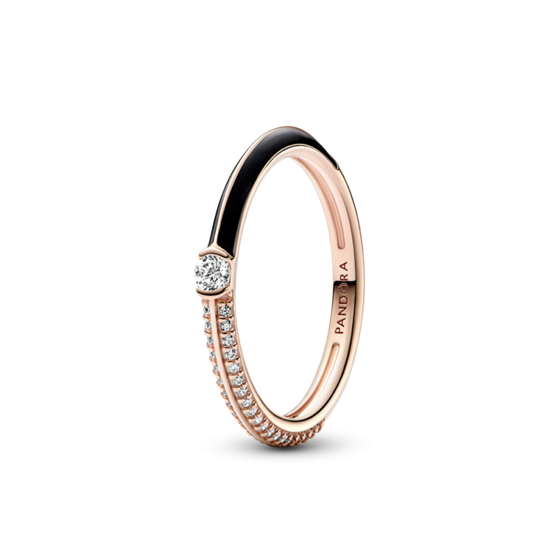 Anillo Pandora ME rosa Dual Negro & Pavé 182528C01 | Joyería River