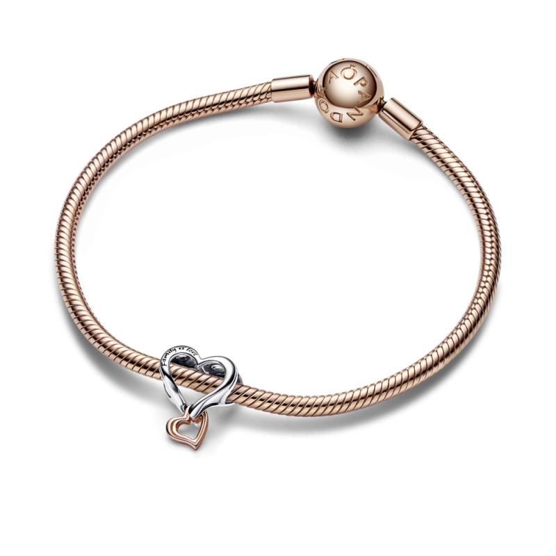 Charm Pandora plata y rosa Corazón Infinito Filigrana Dos Tonos 782...