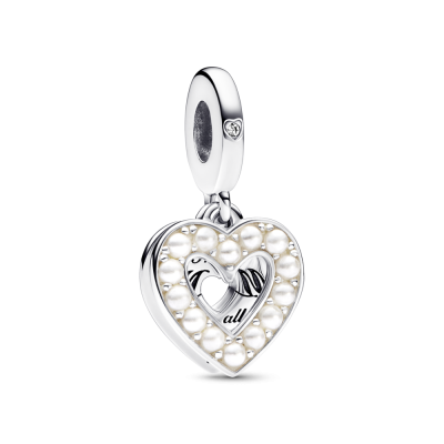 Charm Pandora Colgante Doble plata Corazón Blanco Anacarado 792649C...