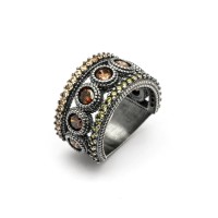 Anillo Raive Circonitas Marrones y Verdes 15554