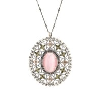 Colgante Raive Oval Ojo Gato Rosa y Circonitas C811