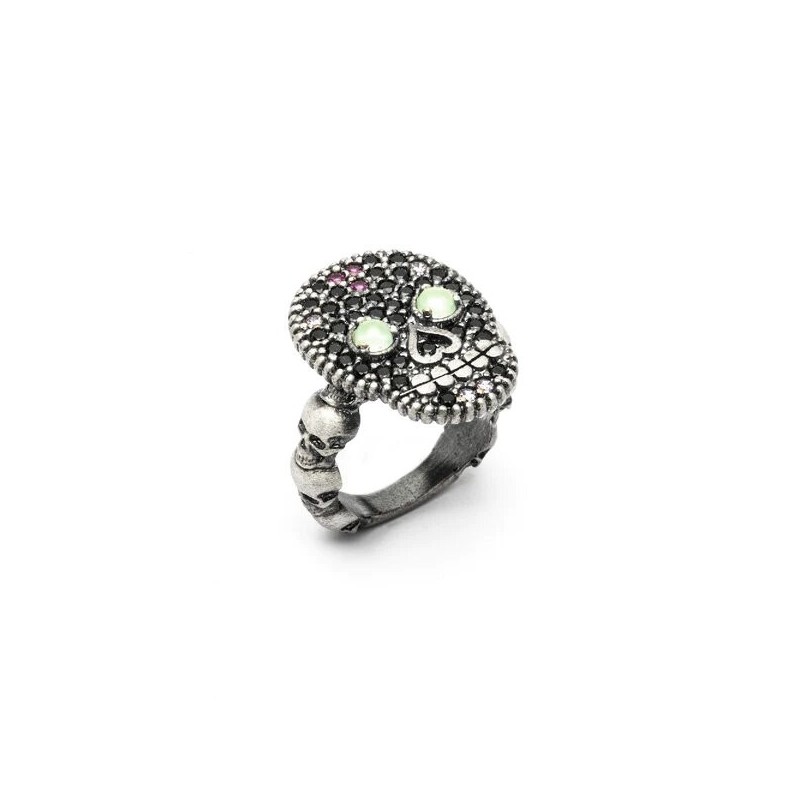 Anillo Calavera Calcedonias, Espinelas y Circonitas SKS189