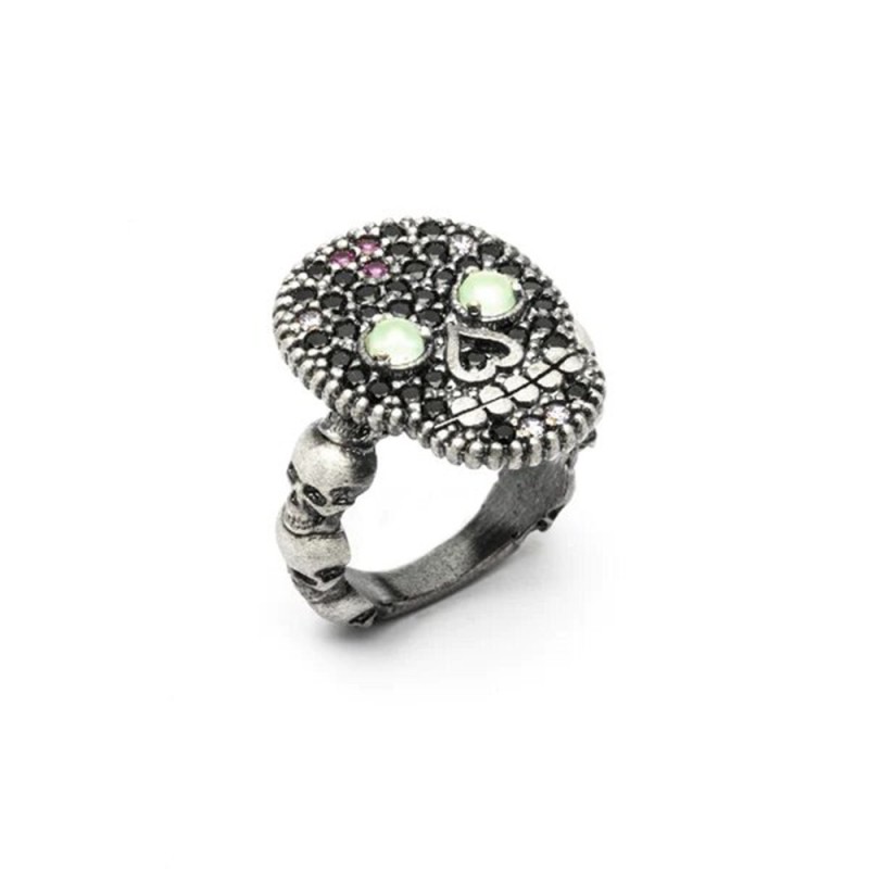 Anillo Calavera Calcedonias, Espinelas y Circonitas SKS189