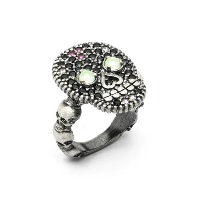 Anillo Calavera Calcedonias, Espinelas y Circonitas SKS189