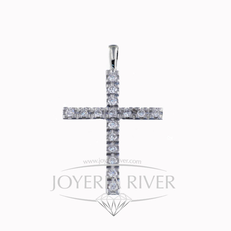 Cruz Oro Blanco Diamantes R370I392 | Joyería River