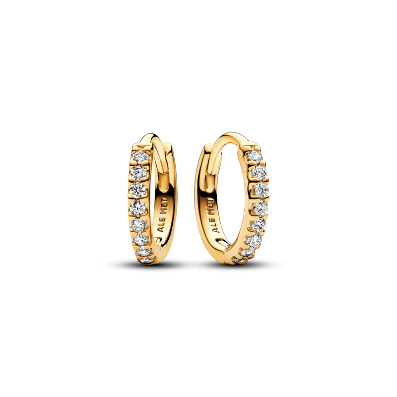 Pendientes Pandora aro Dorado Abrazo Brillante 263015C01
