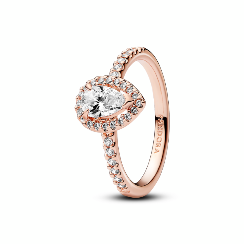 Anillo Pandora Rosé Halo Brillante Corte Pera 182835C01