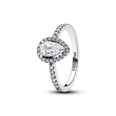 Anillo Plata Halo Brillante Corte Pera 192835C01
