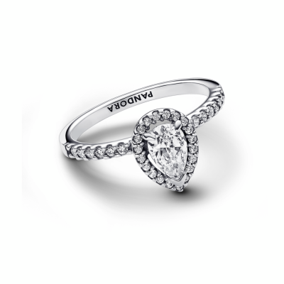 Anillo Plata Halo Brillante Corte Pera 192835C01 2