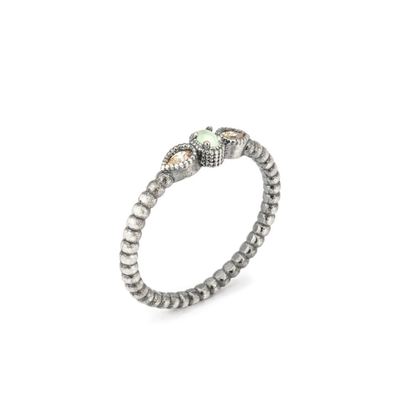 Anillo Raive Calcedonia Verde y Circonita Cava 15309
