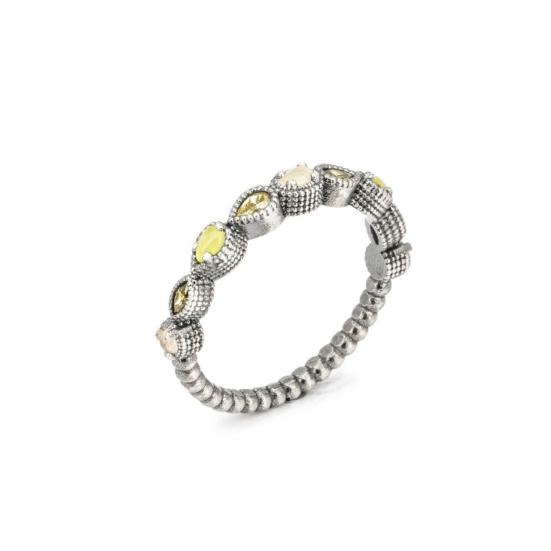 Anillo Raive Ojo Gato Verde y Blanco y Circonitas 15328