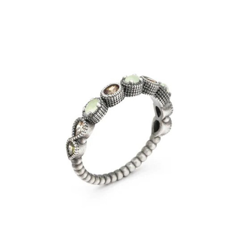 Anillo Raive Calcedonia Verde y Circonitas 15390