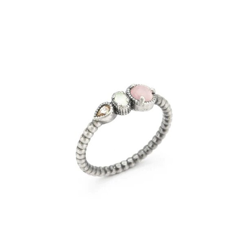 Anillo Raive Ojo Gato Rosa, Calcedonia y Circonitas 15407