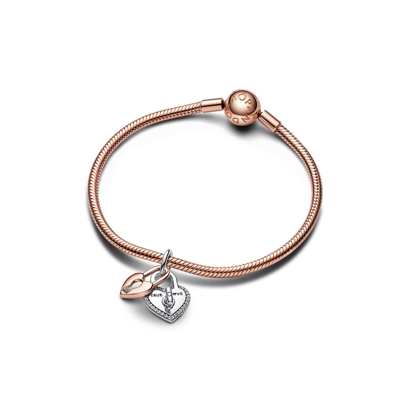 Charm Colgante Doble Rosa Corazón Candado Giratorio 783079C01
