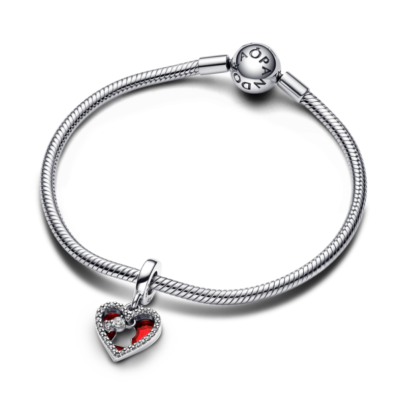 Charm Colgante Doble Pandora Corazón Rojo y Cerradura 793119C01